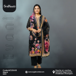 Black Evani women’s 3-piece dress, modest and stylish, breathable fabric