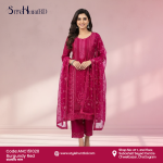 Rich burgundy red 3 piece dress made from premium Afghani silk, breathable and soft fabric, modest and elegant design perfect for festive occasions, office wear, and daily use