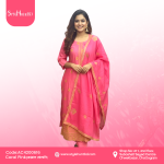 Coral pink 3 piece dress made from breathable cotton fabric, modest and stylish design, perfect for festive occasions, office wear, and daily use.