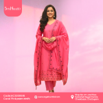 Coral pink 3 piece dress made from breathable cotton fabric, modest and elegant design, perfect for festive events, office wear, and daily use.