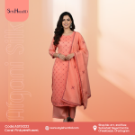 Coral pink 3 piece dress made from soft cotton, neat and elegant design, perfect for festive occasions, office wear, and everyday use.