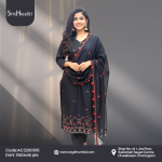 Dark slate 3 piece dress made from breathable cotton fabric, modest and elegant design, perfect for festive occasions, office wear, and daily use.