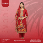 Deep Red Evani women’s 3-piece dress, modest and stylish, breathable fabric