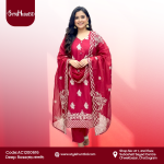 Deep rose 3 piece dress for women made from breathable cotton fabric, modest and stylish design, perfect for office, festive occasions, and daily wear.