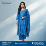 Bright deep sky blue 3 piece dress made from premium Afghani silk, soft and breathable fabric, modest design perfect for festive occasions, office wear, and daily use