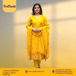 Golden yellow 3 piece dress made from breathable cotton fabric, modest and stylish design, perfect for festive occasions, office wear, and daily use.