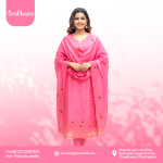 Hot pink 3 piece dress made from breathable cotton fabric, modest and elegant design, perfect for festive occasions, office wear, and daily use.