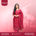 Ruby Red 3 piece dress made from breathable cotton fabric, modest and stylish design, perfect for office, festive, and daily wear.