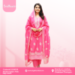 Watermelon pink 3 piece dress made from breathable cotton fabric, modest and elegant design, perfect for festive events, office wear, and daily use.