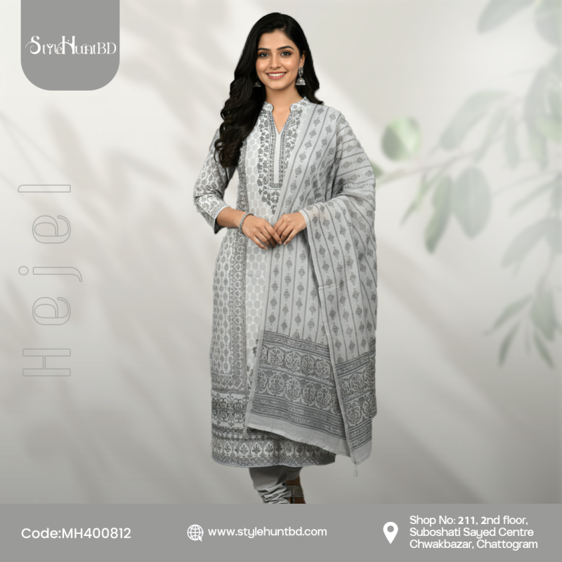 Hejel 3 piece dress made from breathable cotton fabric with a simple and modest design.