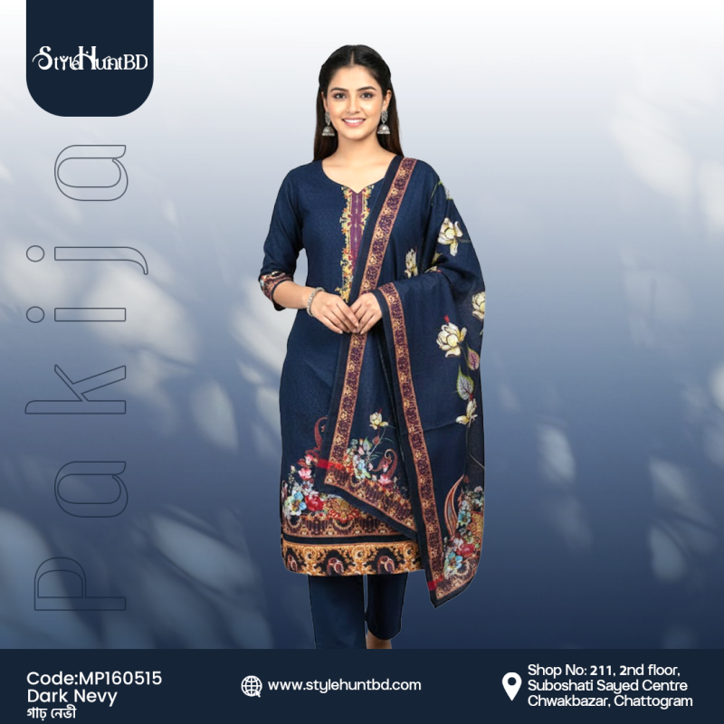 Pakija cotton fabric Dark Navy MP160515, soft and breathable dress material
