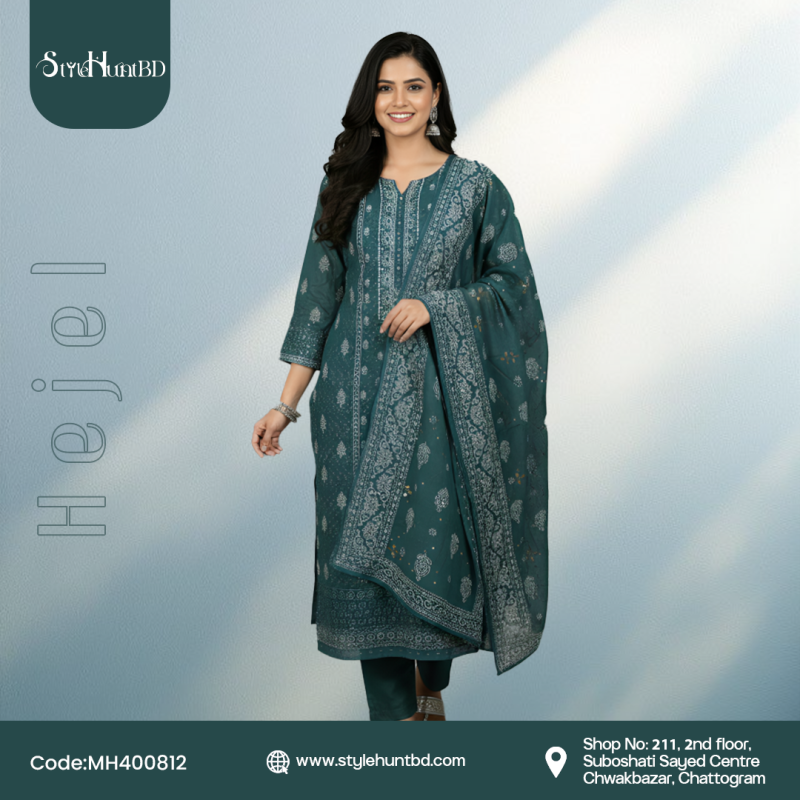 Hejel 3 piece cotton dress made from soft, breathable cotton fabric with a neat and modest design.