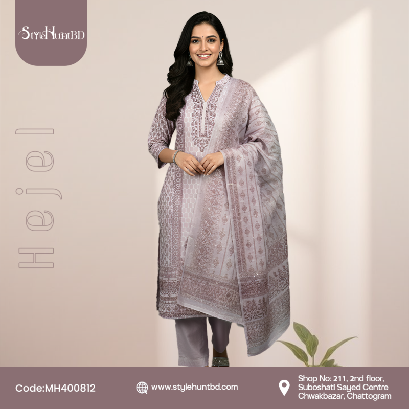 Hejel cotton 3 piece dress with breathable fabric and a smooth, modest design.