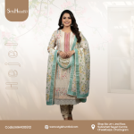 Mint Sage & Soft Coral 3-piece dress by Hejel with breathable cotton fabric, modest design, and comfortable fit