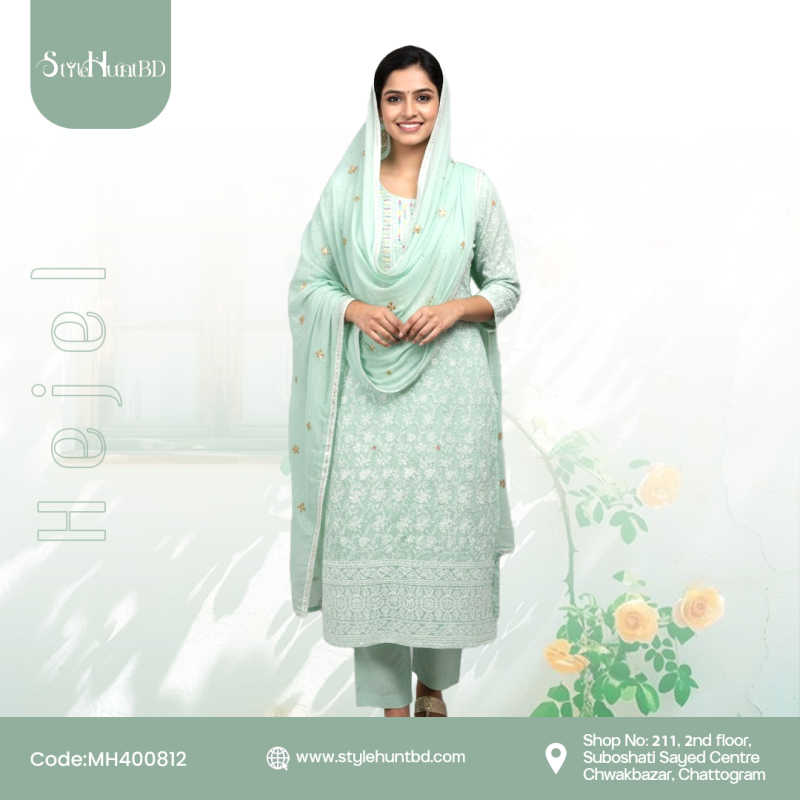 Mint Snow cotton 3-piece dress with simple, comfortable, and stylish design