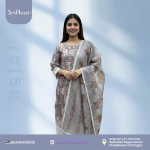 Misty Grey Beige cotton 3-piece dress with comfortable and simple design