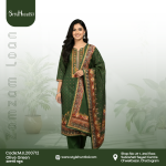 Jam Jam Loan olive green 3 piece cotton dress made from breathable cotton fabric with a simple and modest design.