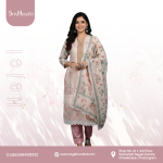 Soft Beige & Pink Floral cotton 3-piece dress with simple, comfortable, and stylish design