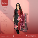 Pakija cotton fabric Black & Dark Red MP160515, soft and breathable dress material