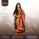 Pakija cotton fabric Coffee & Orange MP160515, soft and breathable dress material